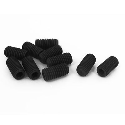 Harfington M10 x 20mm 1.5mm Pitch Hex Socket Set Cup Point Grub Screws Black 10pcs