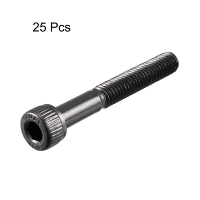 Harfington M4 x 30mm 12.9 Alloy Steel Hex Socket Head Cap Screws Bolts Black 25pcs