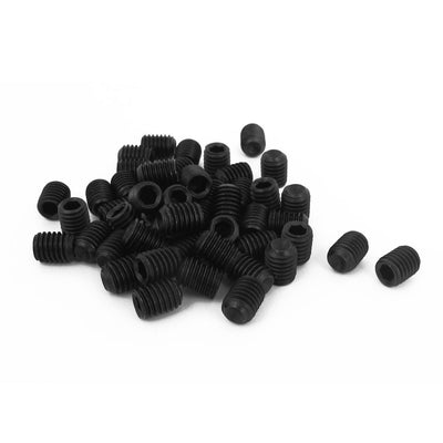 Harfington M8 x 10mm 1.25mm Pitch Hex Socket Set Cup Point Grub Screws Black 50pcs