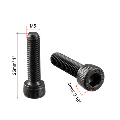 Harfington M5 x 20mm 12.9 Alloy Steel Machine Bolt Hex Socket Head Cap Screws Black 30pcs