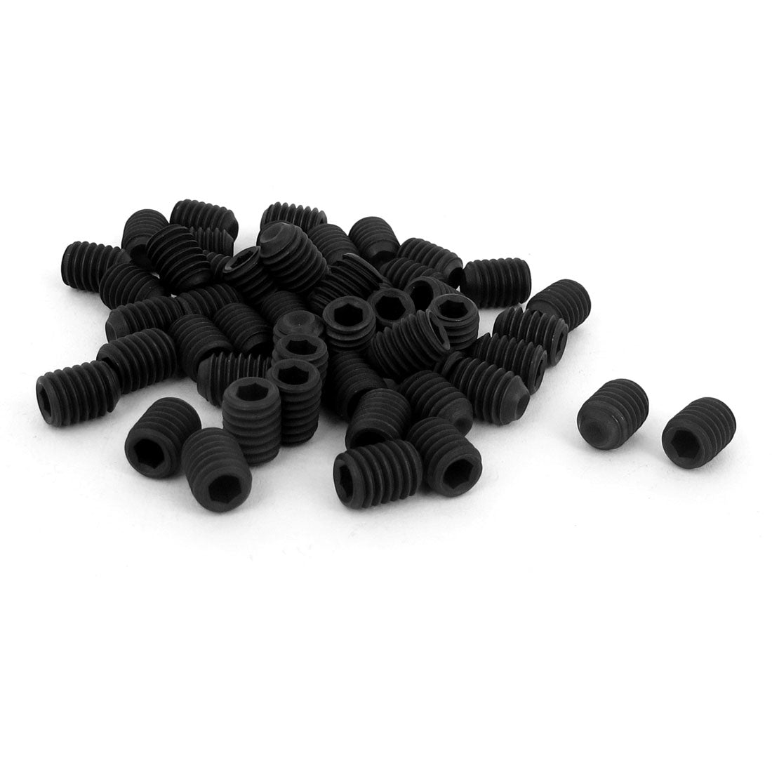 Harfington M6 x 8mm 1mm Pitch Hex Socket Set Cup Point Grub Screws Black 50pcs