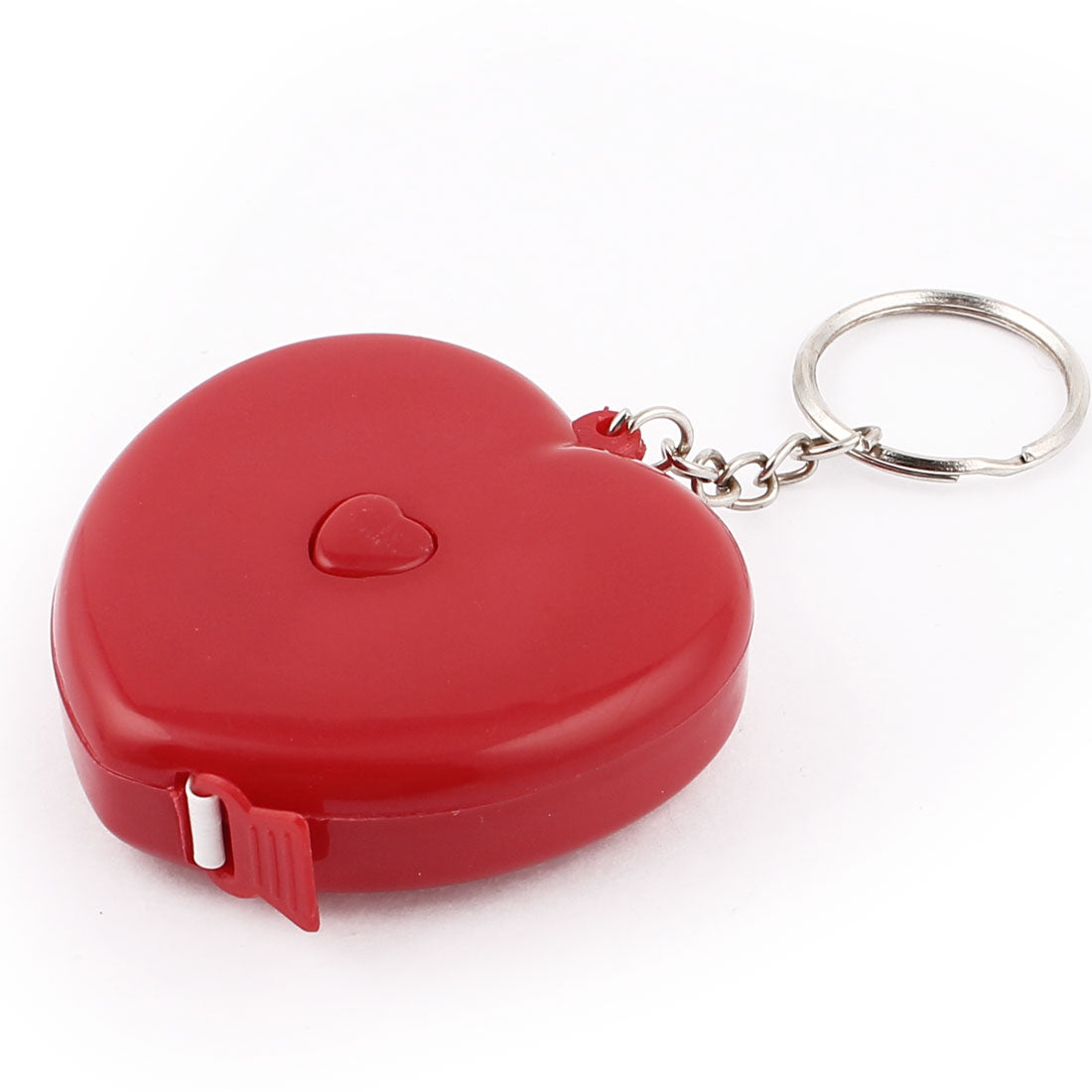 Harfington Plastic Heart Shaped Retractable Measuring Tape Ruler Keyring 1.5M Red