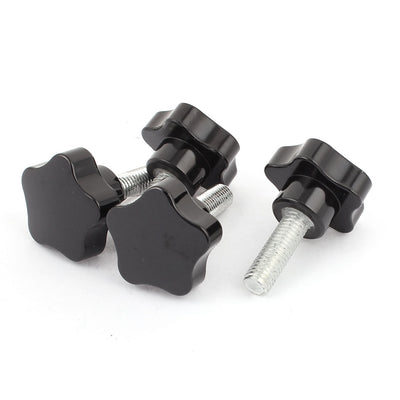 Harfington M10 x 30mm Star Head Design Metal Screw Clamping Knob Grip Handle 4 Pcs Black