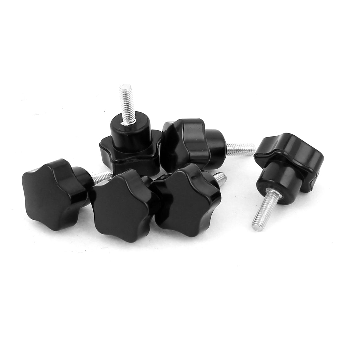 Harfington M5 x 15mm Plastic Star Head Metal Screw Clamping Knob Grip Handle Black 6 Pcs