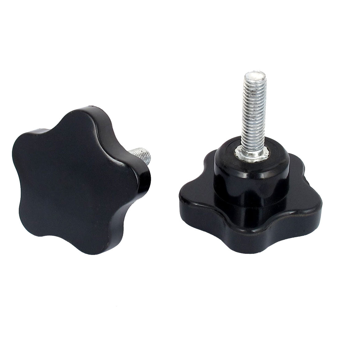 Harfington 48mm Star Head M8x30mm Male Thread Screw on Clamping Knob Grip Black 2pcs