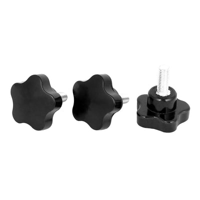 Harfington 40mm Star Head M8x20mm Male Thread Screw on Clamping Knob Grip Black 3pcs