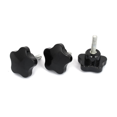Harfington 50mm Star Head M8x30mm Male Thread Screw on Clamping Knob Grip Black 3pcs