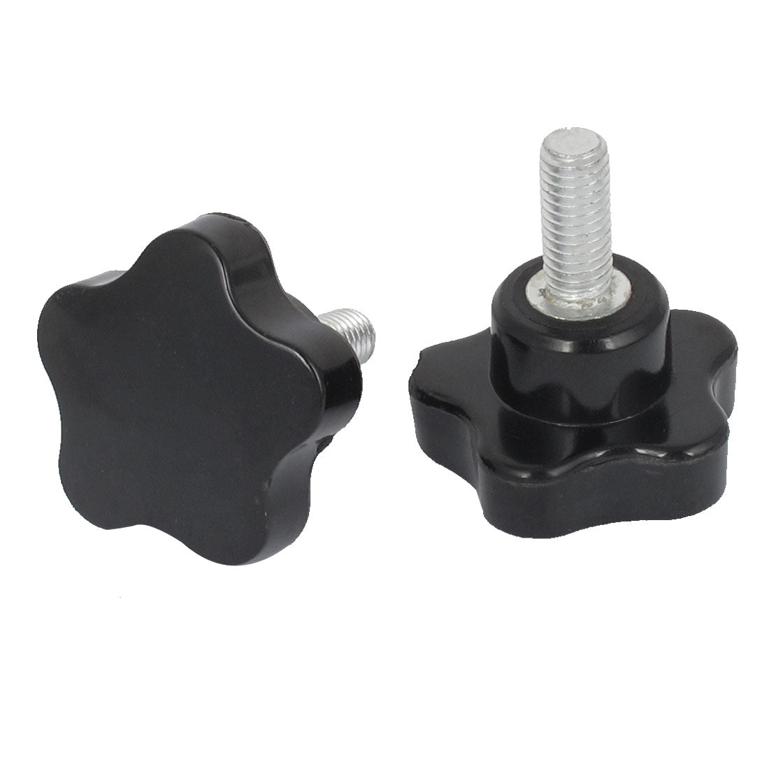 Harfington 40mm Star Head M8x20mm Male Thread Screw on Clamping Knob Grip Black 2pcs