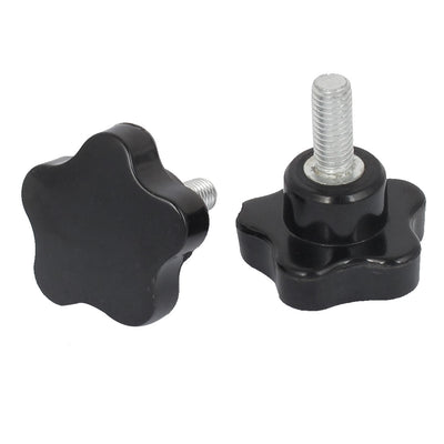 Harfington 40mm Star Head M8x20mm Male Thread Screw on Clamping Knob Grip Black 2pcs
