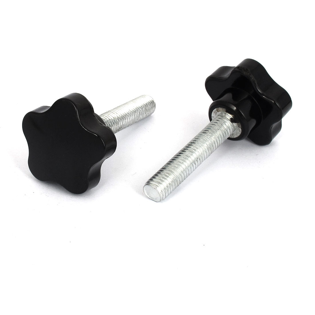 Harfington 40mm Star Head M10x50mm Male Thread Screw on Clamping Knob Grip Black 2pcs