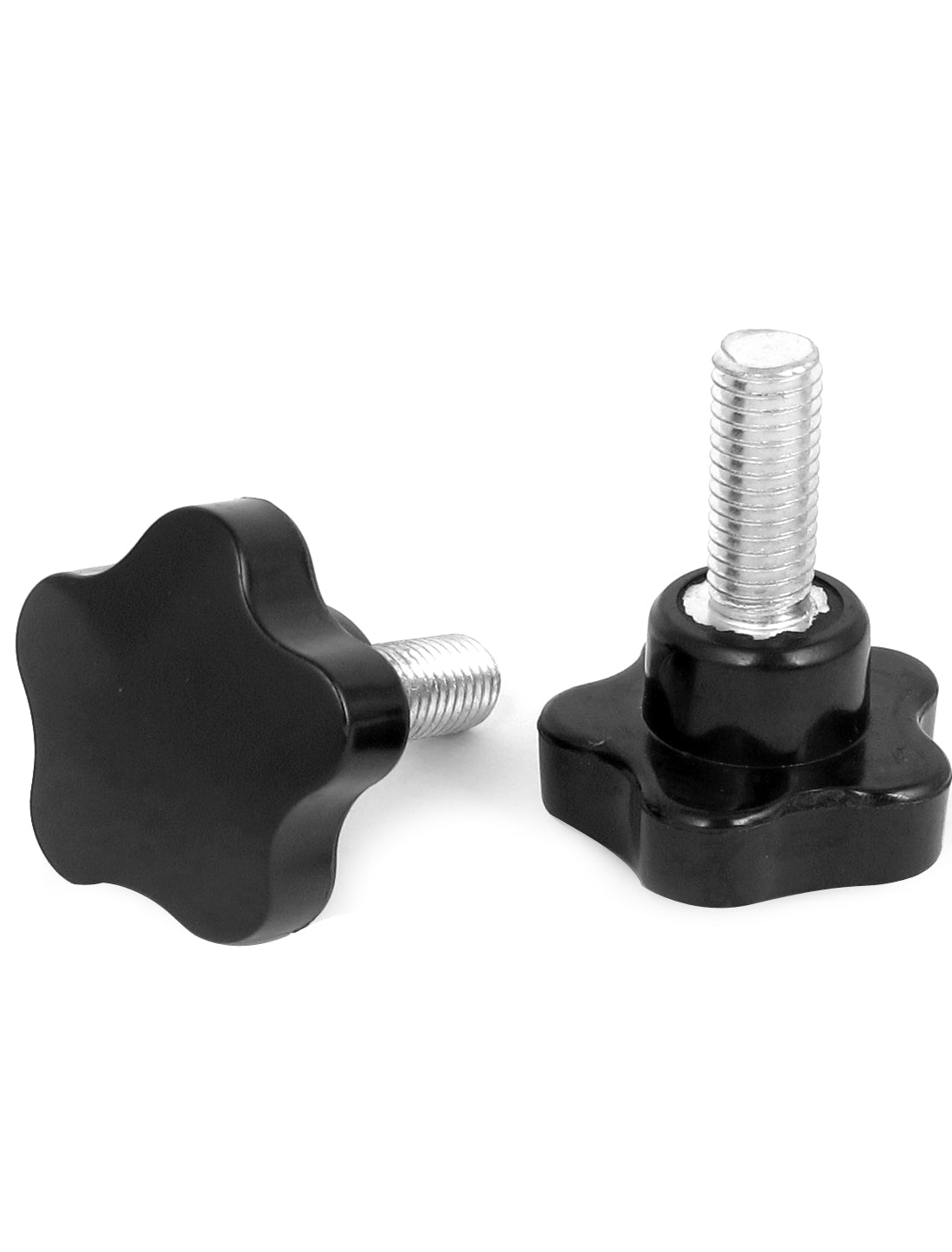 Harfington 40mm Star Head M10x25mm Male Thread Screw on Clamping Knob Grip Black 2pcs