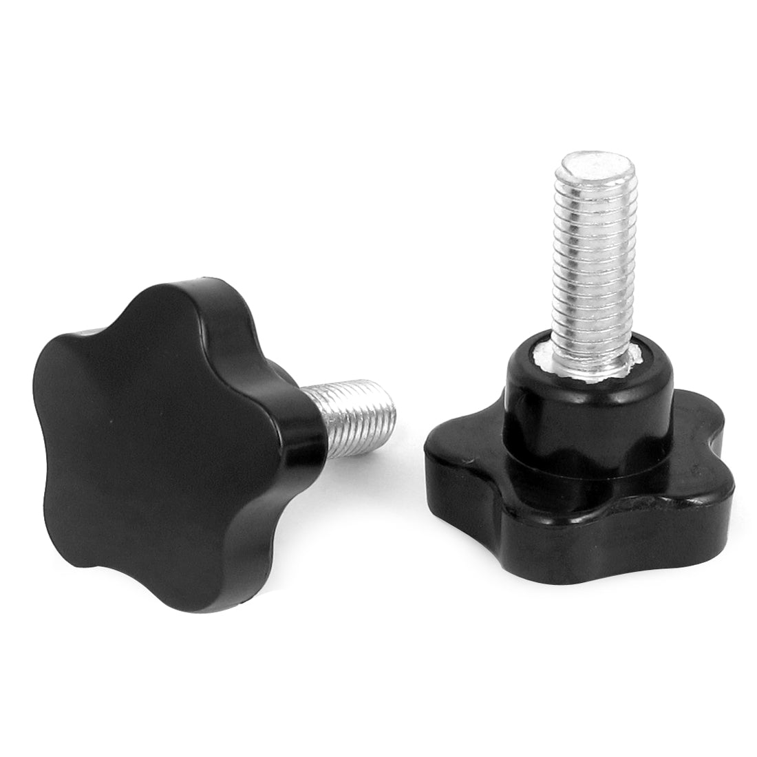 Harfington 40mm Star Head M10x25mm Male Thread Screw on Clamping Knob Grip Black 2pcs