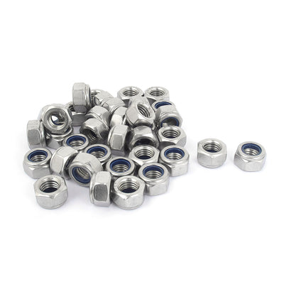 Harfington M12x1.75mm Stainless Steel Nylock Self-Locking Nylon Insert Hex Lock Nuts 50pcs