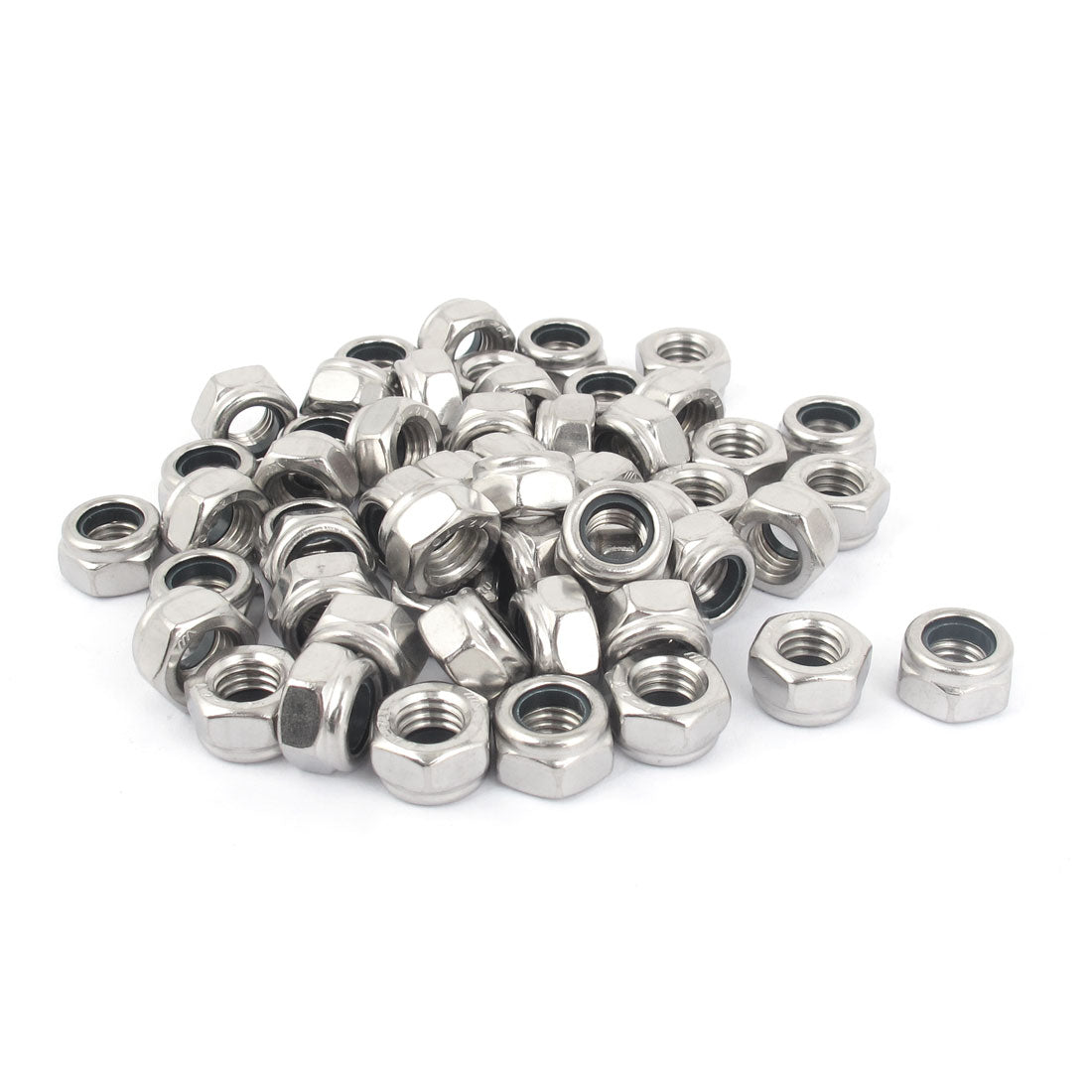 Harfington M8x1.25mm Stainless Steel Nylock Self-Locking Nylon Insert Hex Lock Nuts 50pcs
