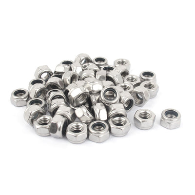 Harfington M8x1.25mm Stainless Steel Nylock Self-Locking Nylon Insert Hex Lock Nuts 50pcs