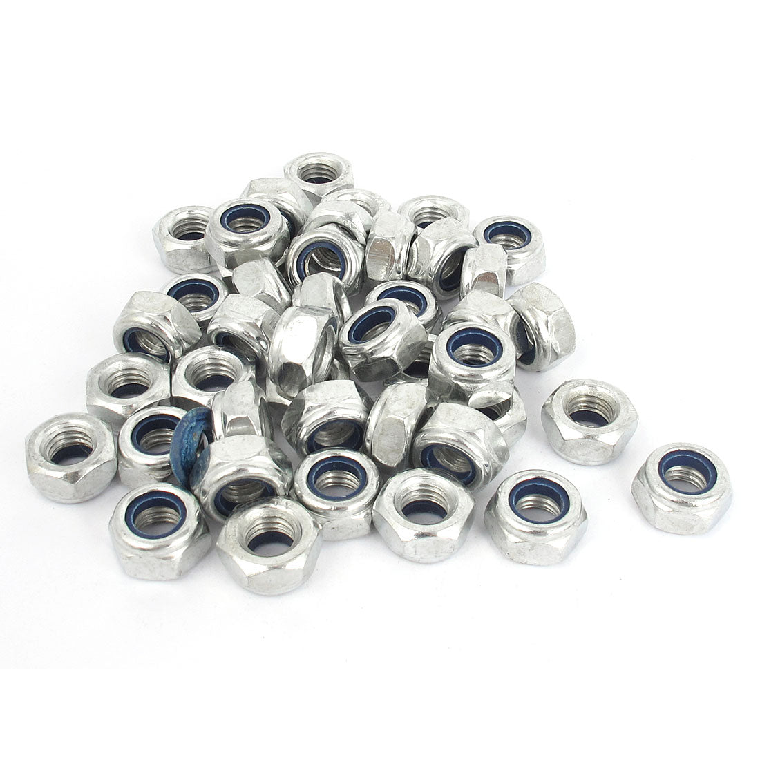 Harfington M10x1.5mm Zinc Plated Self-Locking Nylon Insert Hex Lock Nuts 50pcs