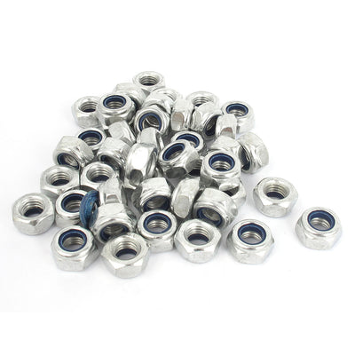 Harfington M10x1.5mm Zinc Plated Self-Locking Nylon Insert Hex Lock Nuts 50pcs