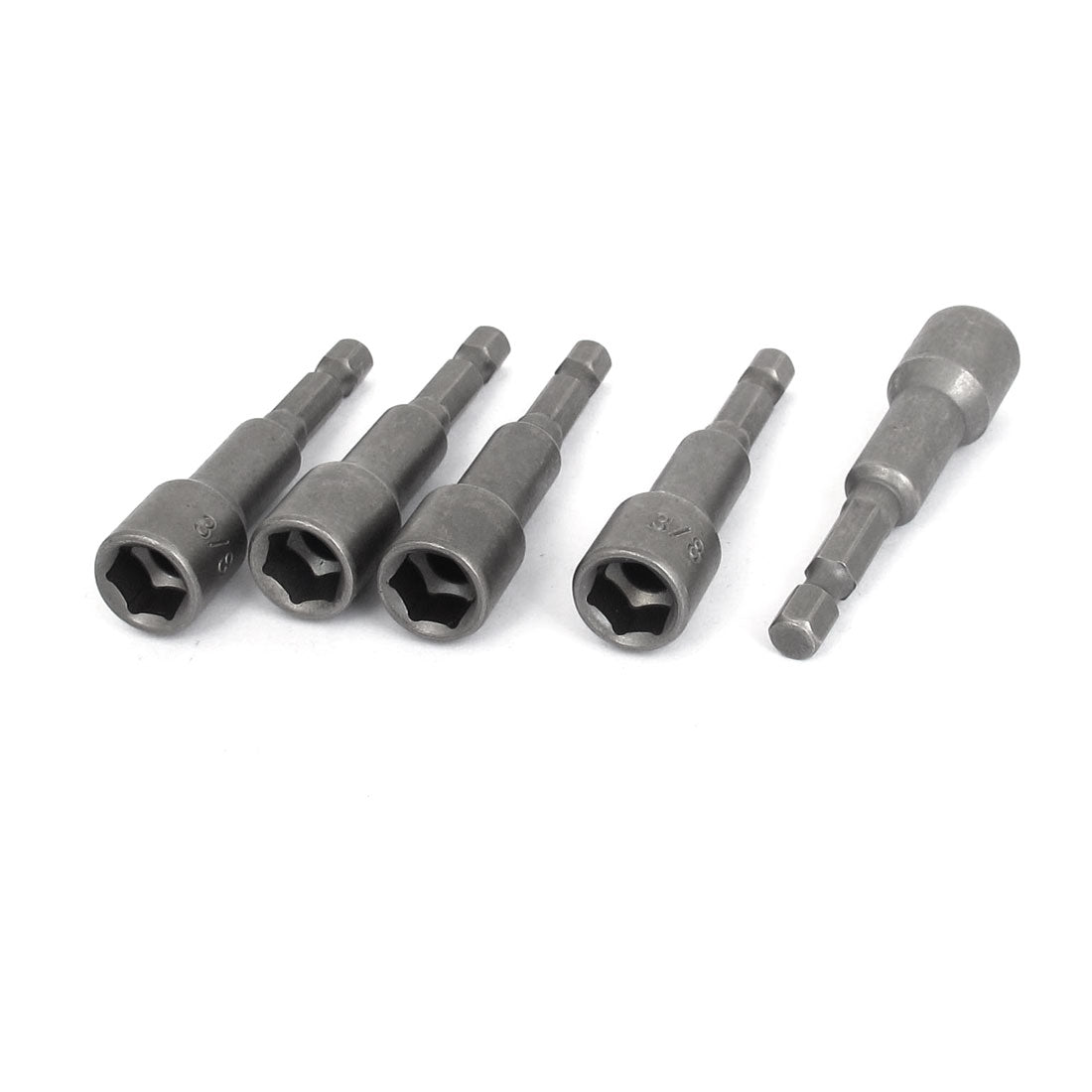 Harfington 1/4" Shank 3/8" Hex Socket Impact Nut Setter Driver Bit Adapter Magnetic 5pcs