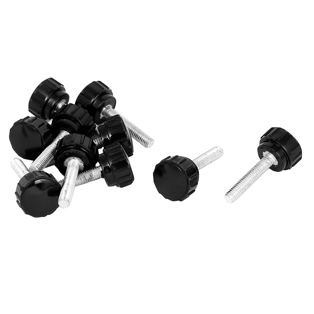 Harfington M5 x 25mm Male Thread Plastic Knurled Head Clamping Knob Jig Black 10pcs