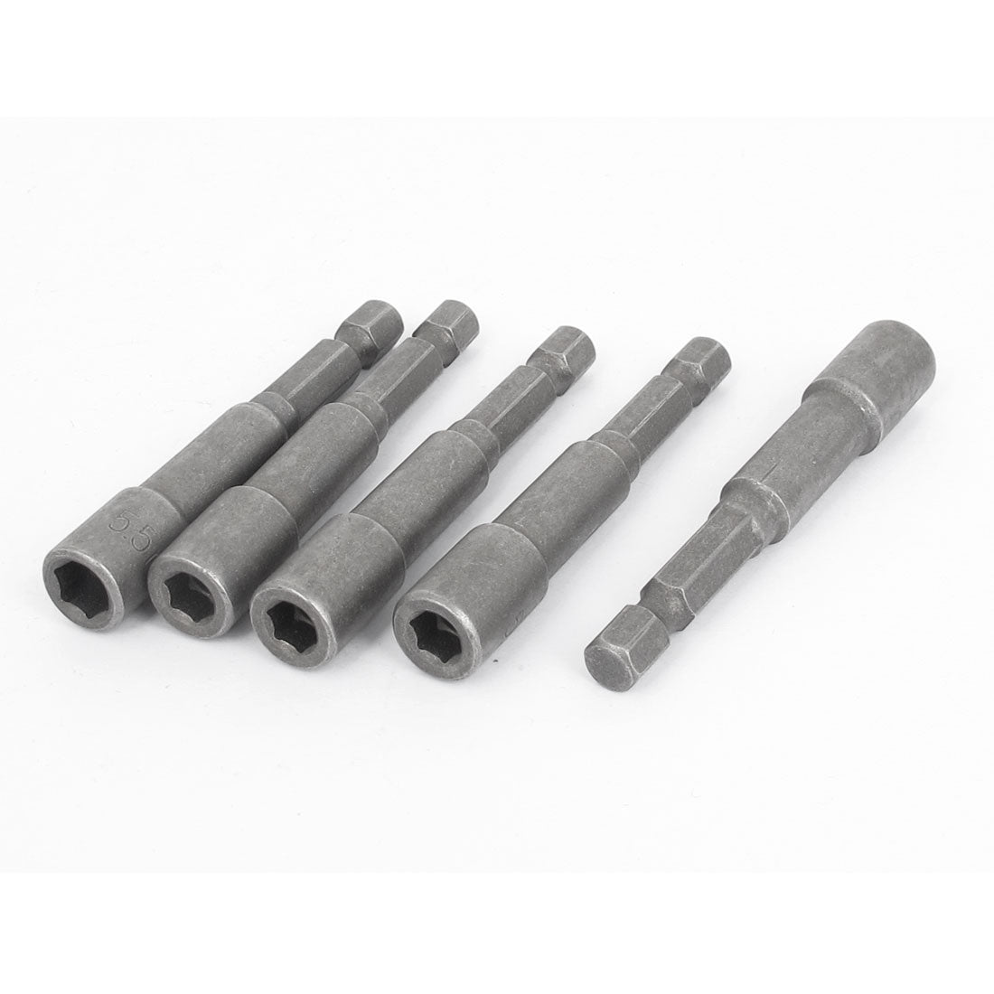 Harfington 1/4" Shank 5.5mm Hex Socket Impact Nut Setter Driver Bit Adapter Gray 5pcs