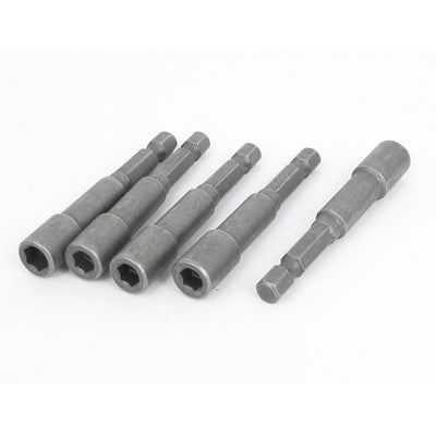 Harfington 1/4" Shank 5.5mm Hex Socket Impact Nut Setter Driver Bit Adapter Gray 5pcs