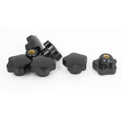 Harfington M8 x 40mm Female Thread Plastic Star Head Clamping Knob Jig Black 7pcs