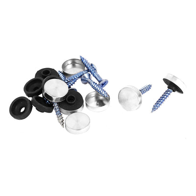 Harfington 16mm Dia Cap Glass Tea Table Decorative Stainless Steel Mirror Nails 8Pcs