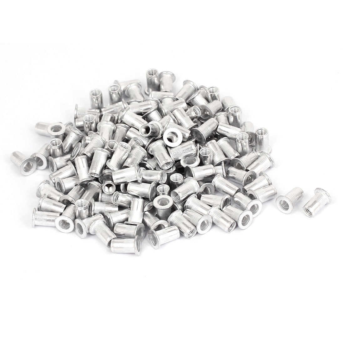 Harfington 300 Pcs M5 Aluminum Threaded Flat Head Rivet Nuts Nutserts Fasteners