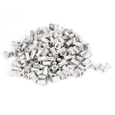Harfington 300 Pcs M5 Aluminum Threaded Flat Head Rivet Nuts Nutserts Fasteners
