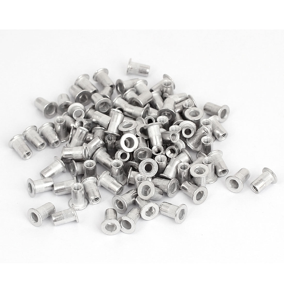 Harfington 100 Pcs M4x11mm Aluminum Threaded Flat Head Rivet Nuts Insert Nutserts