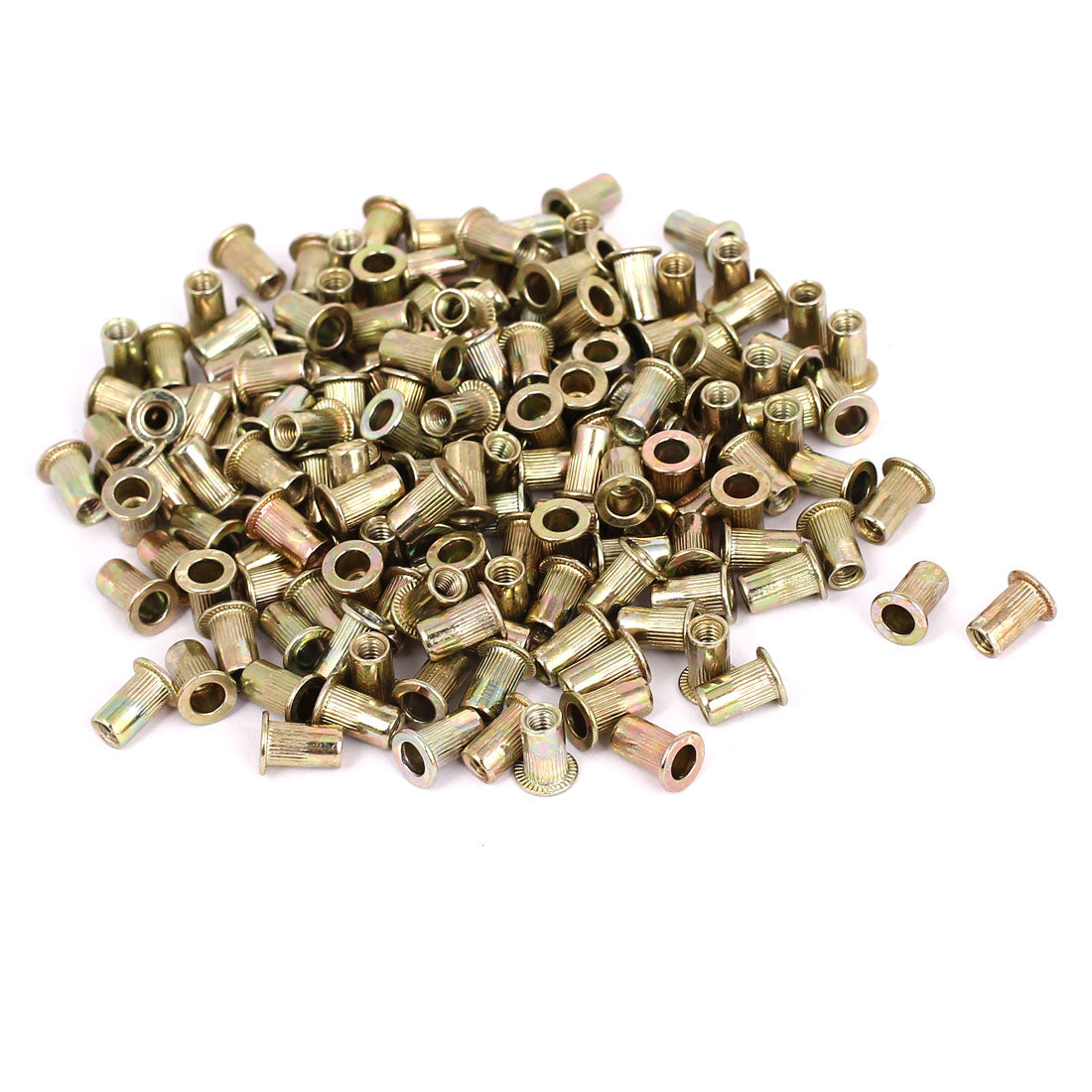 Harfington 300pcs M4 Carbon Steel Serrated Flat Head Threaded Rivet Nuts