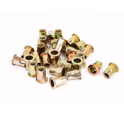 Harfington 30pcs M8 Flat Head Open End Half Hex Body Blind Rivet Nuts Insert Nutserts