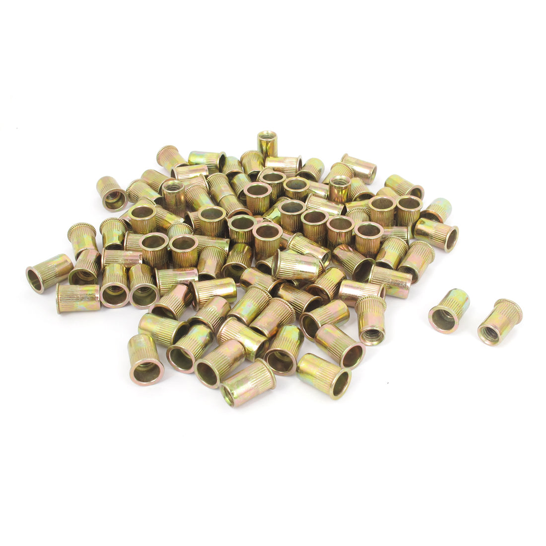 Harfington 100 Pcs 14mm Long Flat Head Rivet Nut Insert Nutserts Fasteners M6x1.0mm
