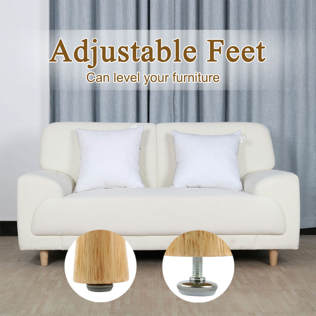 uxcell Uxcell M6 x 25mm Threaded Furniture Cabinet Screw On Leveling Glide Foot 50 Pcs