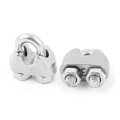 Harfington 4 Pcs 3mm 1/8" Stainless Steel Wire Rope Cable Clamp Clips Fastener