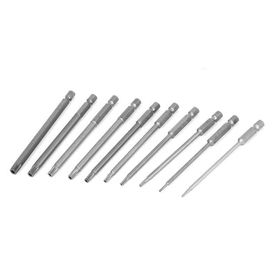 Harfington 100mm Length Silver Gray Magnetic Torx Security Electric Screwdriver Bits Set 10 In 1