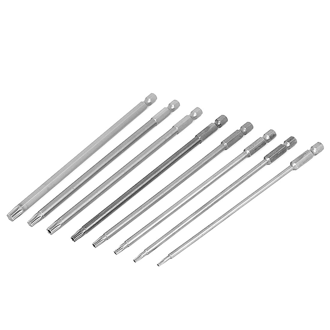 Harfington 150mm Length Silver Gray Magnetic Torx Security Electric Screwdriver Bits Set 8 In 1