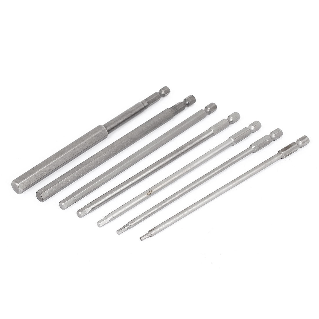 Harfington 150mm Length Silver Gray Magnetic Electric Hex Screwdriver Bits Set 7 In 1