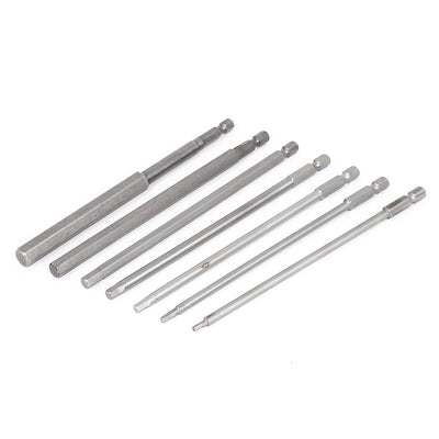 Harfington 150mm Length Silver Gray Magnetic Electric Hex Screwdriver Bits Set 7 In 1