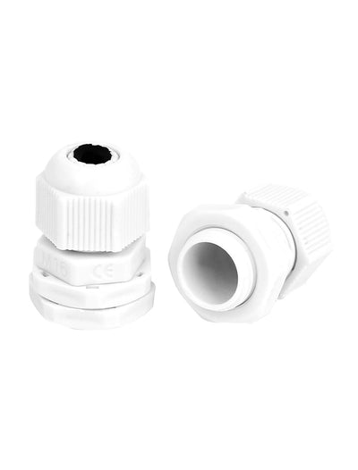 Harfington 15 Pcs White Plastic PG9 16mm Male Thread Dia Waterproof Locknut Stuffing Cable Glands Fastener