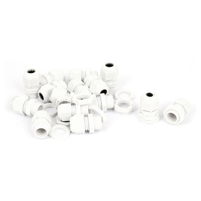 Harfington 15 Pcs White Plastic PG9 16mm Male Thread Dia Waterproof Locknut Stuffing Cable Glands Fastener