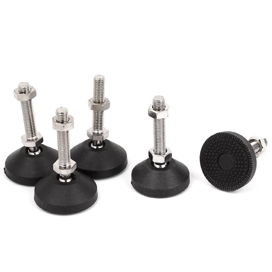 uxcell Uxcell Swivel Base Stud Mount Screw On Type Adjustable Leveling Foot Threaded Furniture Glide M10x48mm 5pcs