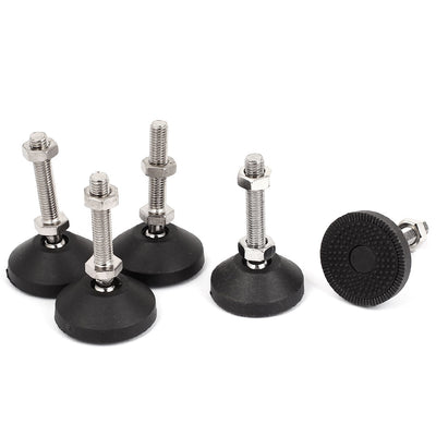 uxcell Uxcell Swivel Base Stud Mount Screw On Type Adjustable Leveling Foot Threaded Furniture Glide M10x48mm 5pcs