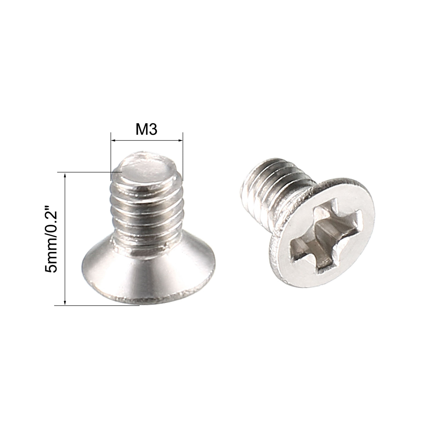 Harfington M3 x 5mm Phillips Flat Head Metric Countersunk Bolts Machine Screws 100Pcs