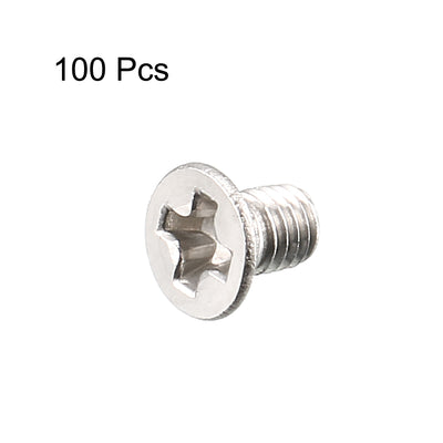 Harfington M3 x 5mm Phillips Flat Head Metric Countersunk Bolts Machine Screws 100Pcs