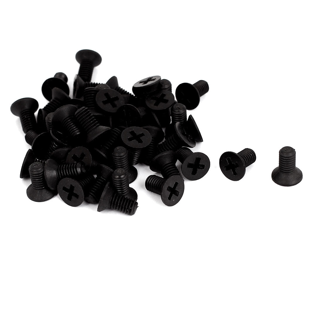 Harfington M6x12mm 1mm Pitch Nylon Phillips Countersunk Head Screws Bolt Black 50Pcs