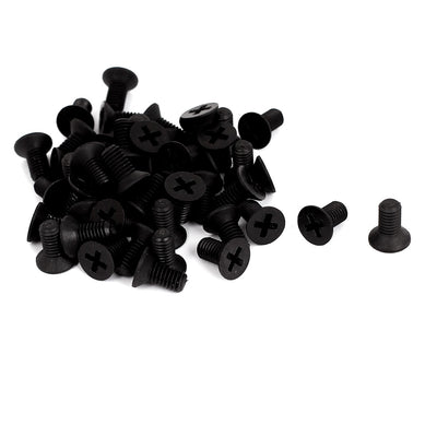 Harfington M6x12mm 1mm Pitch Nylon Phillips Countersunk Head Screws Bolt Black 50Pcs