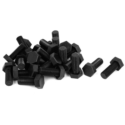 Harfington M12x30mm Full Thread Nylon Metric Hex Hexagon Head Cap Screw Bolt Black 25Pcs