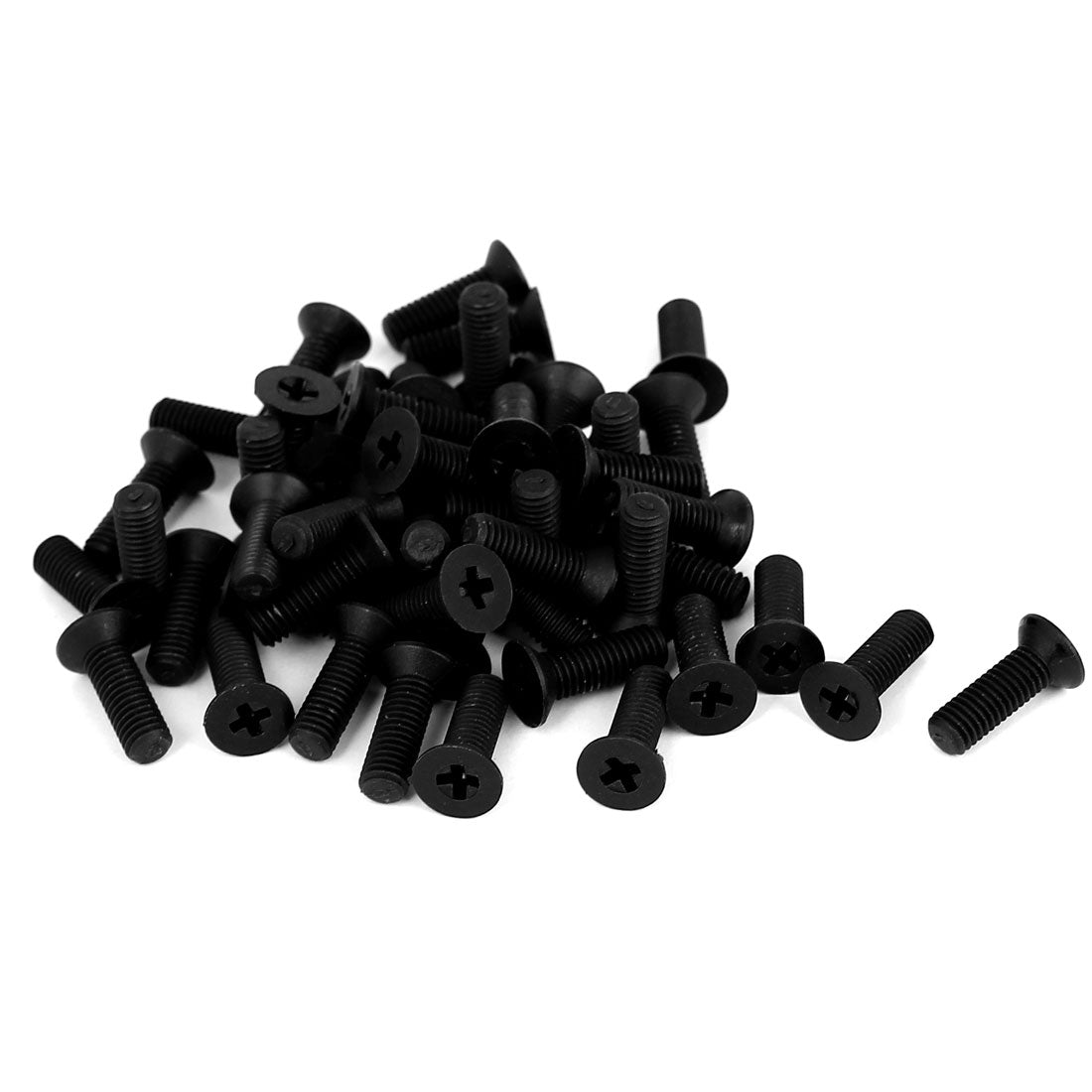 Harfington M5x15mm 0.8mm Pitch Nylon Phillips Countersunk Head Screws Bolt Black 50Pcs