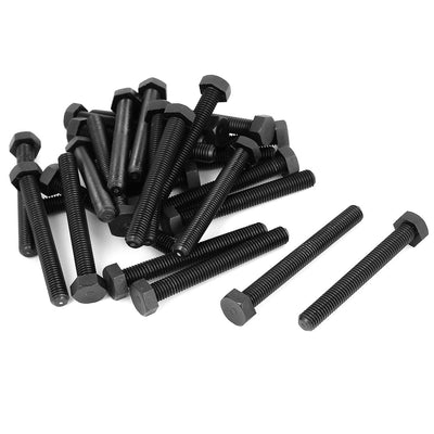 Harfington M10x80mm Full Thread Nylon Metric Hex Hexagon Head Cap Screw Bolt Black 25Pcs